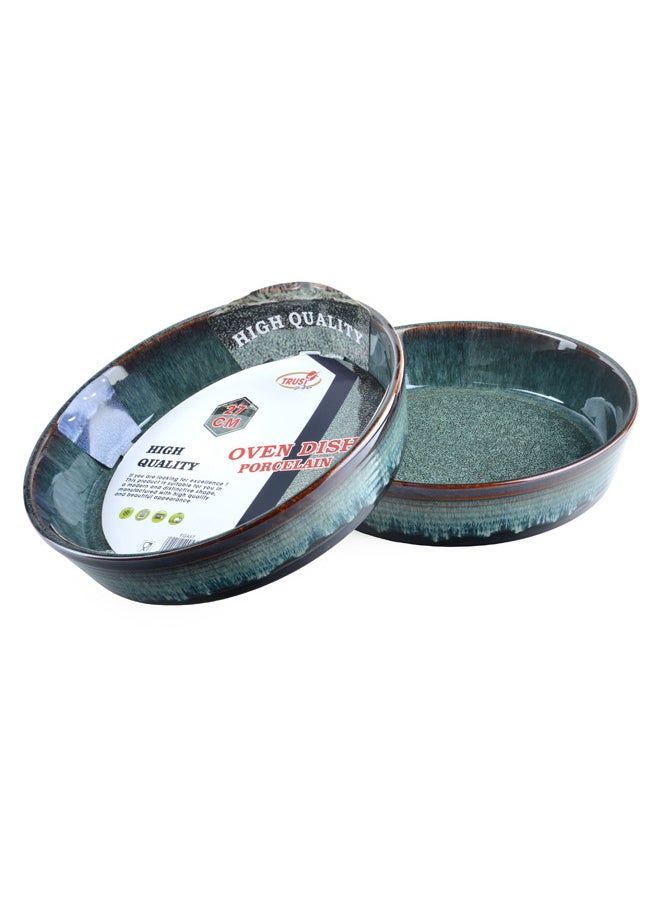 Trust 2-Piece Round Porcelain Baking Dish 27CM Dark Green  - Image 3