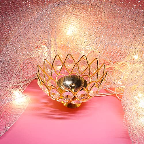 ekysa dekor Glass Beads Candle Holder (Set of 2) for Festival Decoration Like Diwali, Christmas and Home Decoration for Table Centerpiece, Rangoli - 13 cm, Gold Lotus Shape - Image 2