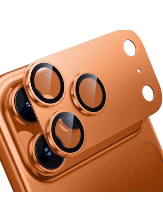 Anti-scratch metal frame lens protector for iPhone 17 Pro Max, tempered glass screen protector for iPhone 17 Pro, Copper Color - Image 1