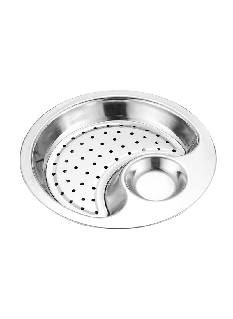 FreshDcart FreshDcart FDCA164 Stainless Steel Dumplings Plate Fruit Dish Drainer with Dipping Saucer Double Layer Draining for Dinner Lunch Use Multicolor Pack of 1  - Image 1