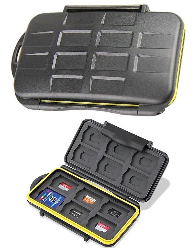 24 Slots Memory Card Case Holder Storage Waterproof & Anti-Shock TF SD Card Holder for 12 Micro SD SDXC SDHC TF Cards and 12 SD SDXC SDHC Cards - Image 1