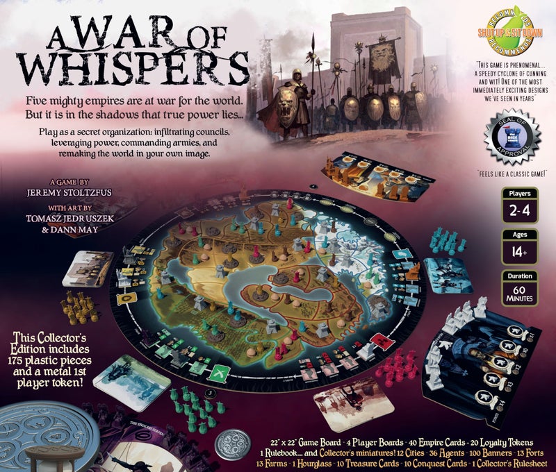 STARLING GAMES A War of Whispers Collectors Edition  Strategy Board Game of Hidden Loyalties  Espionage  Age 14  25 Players  Includes Upgraded Components  Miniatures - Image 3