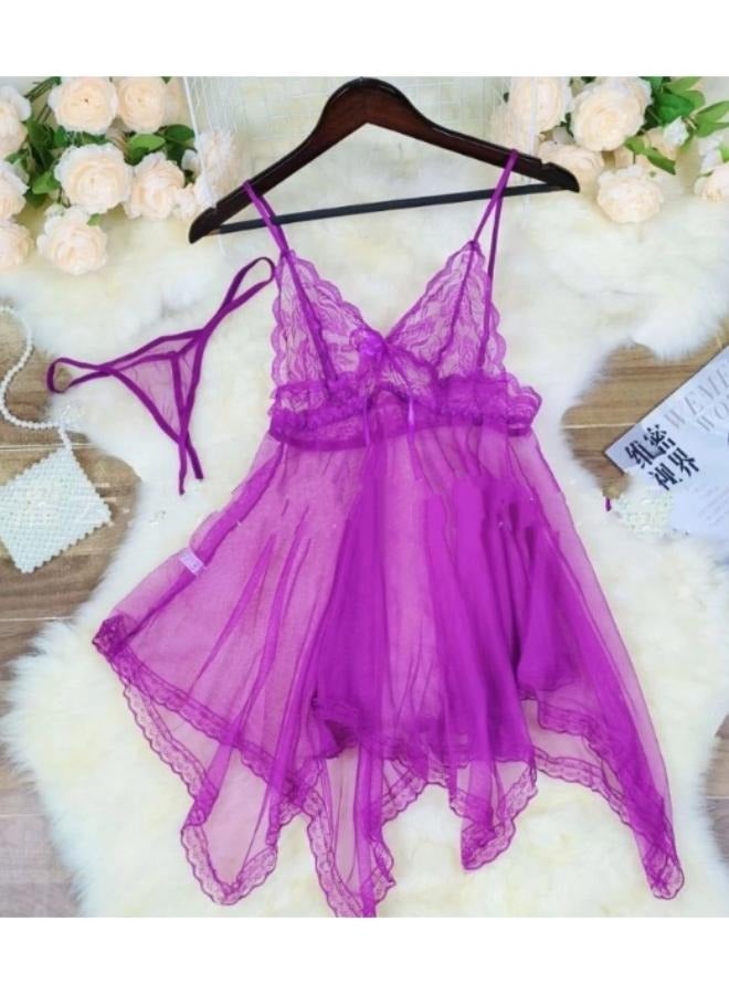Nightwear Women Dress+ G-string Sleepwear Set 