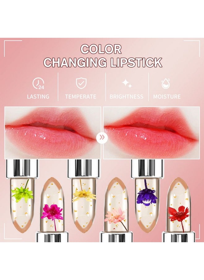 Bestland 3 Pcs/Set Flower Jelly Lipstick Set Temperature Change Moisturizer Long Lasting Nutritious Balm Magic Color Change Lip Gloss (Flower Jelly Lipstick 070809)  - Image 5