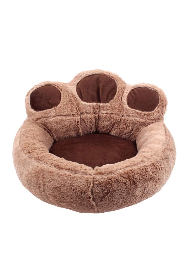 Generic Bear Paw Shape Pet Dog Cat Puppy Bedding Bed Sofa Short Plush Warm Soft Breathable Durable Kennel Brown (40-45CM)  - Image 2