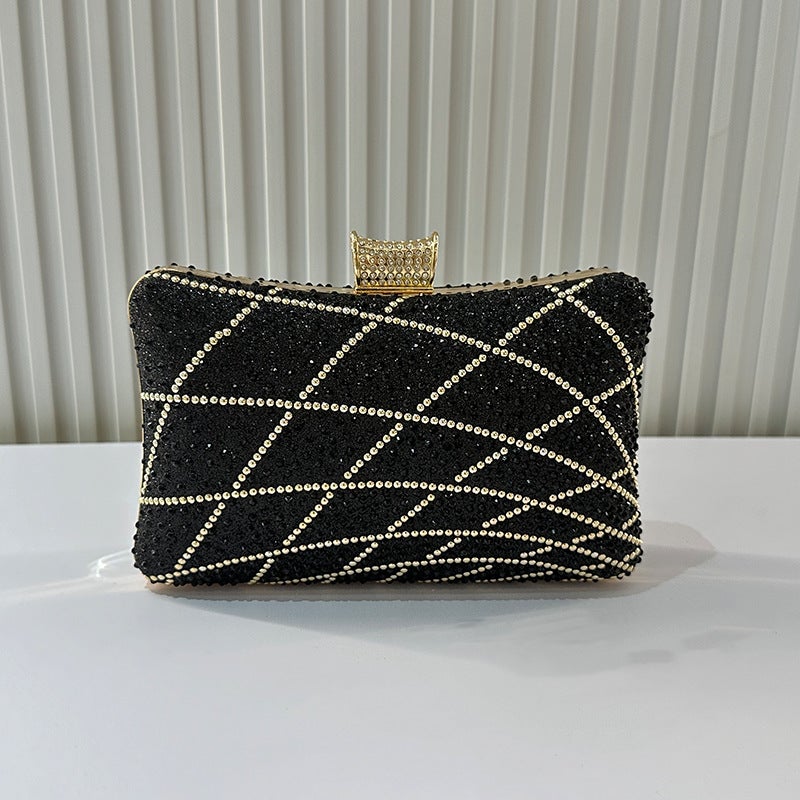 Manufacturer Dinner Bag Rhinestone Dress Bag Geometric Pattern Trendy Square Bag Versatile Clutch Bag With Diamonds - Image 5