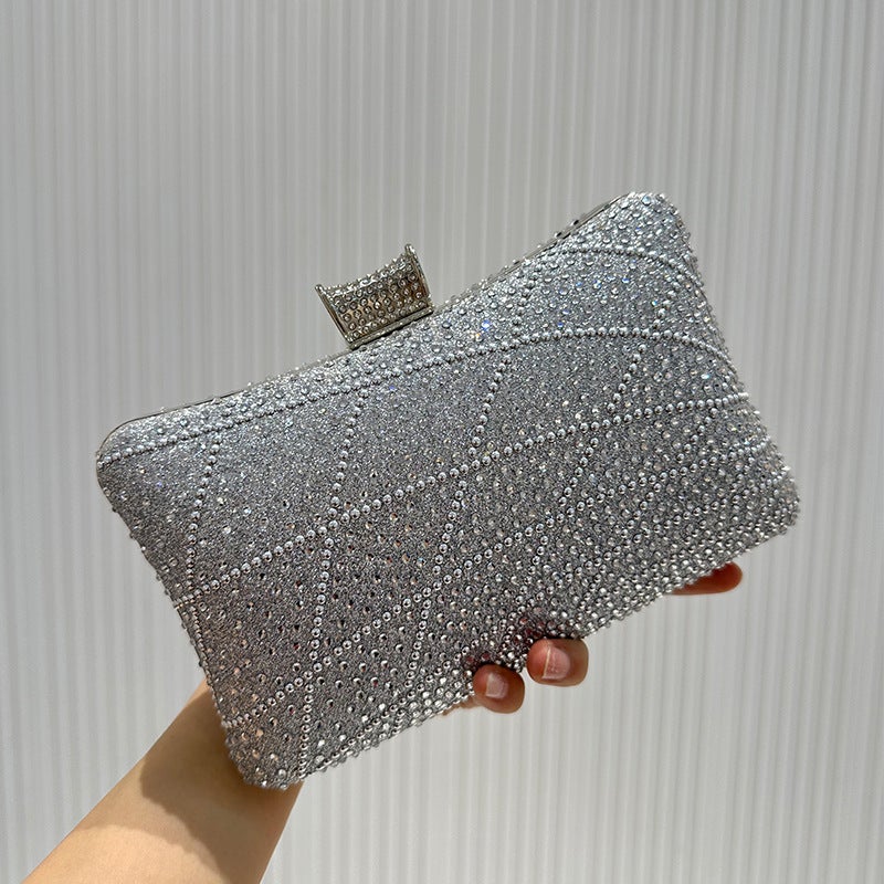 Manufacturer Dinner Bag Rhinestone Dress Bag Geometric Pattern Trendy Square Bag Versatile Clutch Bag With Diamonds - Image 1