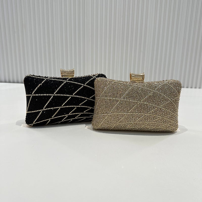 Manufacturer Dinner Bag Rhinestone Dress Bag Geometric Pattern Trendy Square Bag Versatile Clutch Bag With Diamonds - Image 3