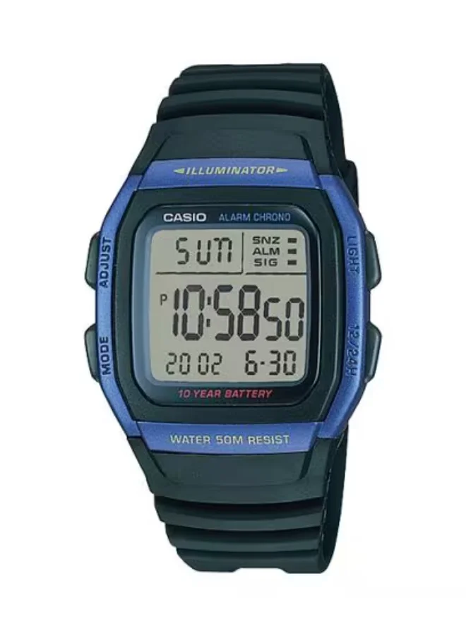 كاسيو Men's Digital Display Watch With Black Resin Strap - W-96H-2A