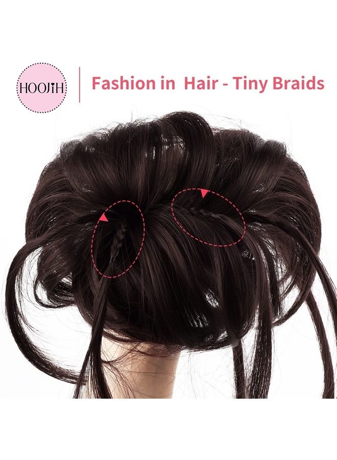 HOOJIH Messy Bun Hair Piece, Super Long Tousled Updo Hair Bun Extensions Wavy Hair Wrap Ponytail Hairpieces Hair Scrunchies with Elastic Hair Band for Women Girls - Dark Brown - Image 3