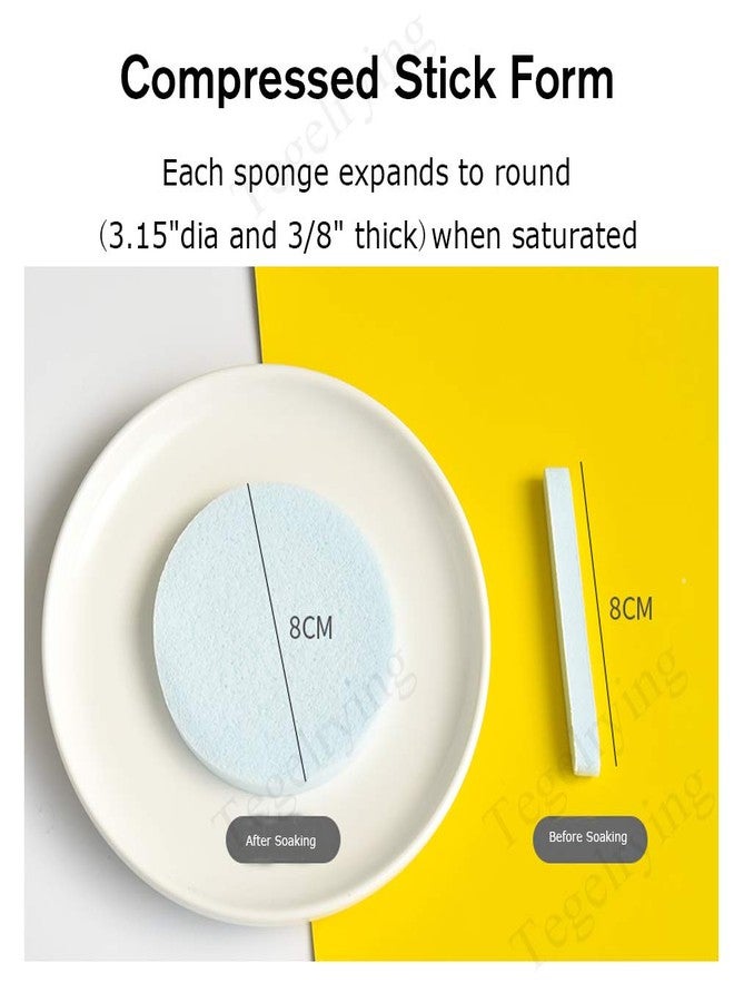 Tegelrying Facial Sponge Compressed,120 Count PVA Professional Makeup Removal Round Face Wash Sponges Spa Pads Exfoliating Cleansing for Women,Blue - Image 2