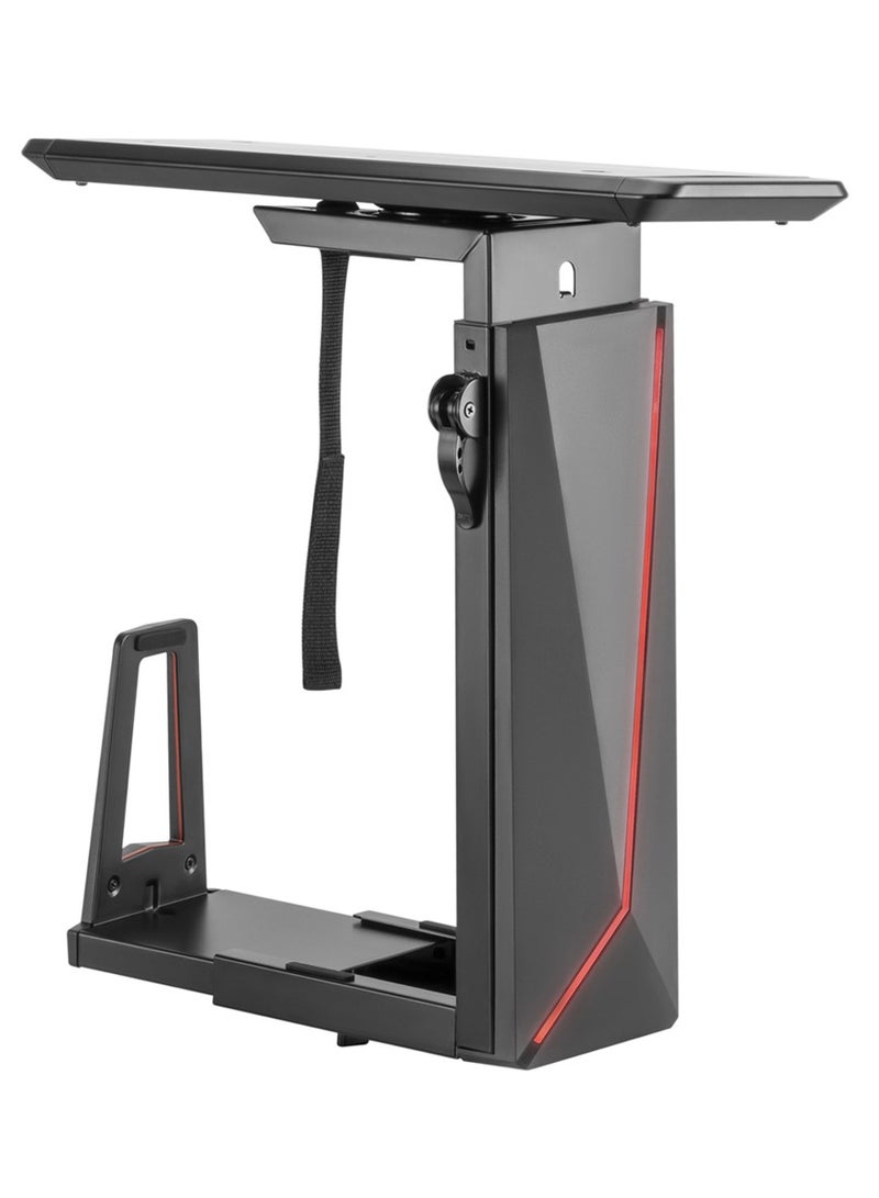 AFTERWORK Glide X Deluxe Gaming Under Desk CPU Holder with RGB Lighting and Sliding Track - Adjustable, Space-Saving, and Customizable (Black) - Image 1