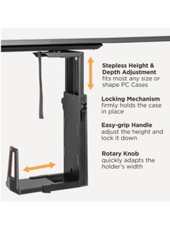 AFTERWORK AFTERWORK Glide X Deluxe Gaming Under Desk CPU Holder with RGB Lighting and Sliding Track - Adjustable, Space-Saving, and Customizable (Black)  - Image 2