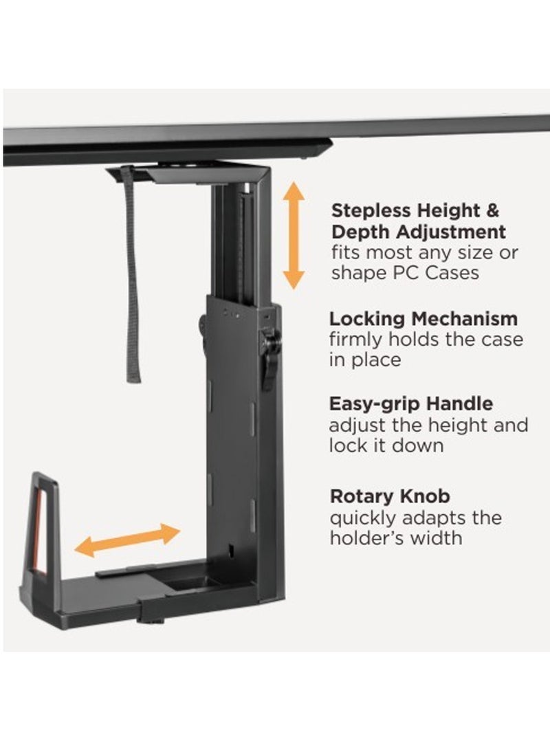 AFTERWORK Glide X Deluxe Gaming Under Desk CPU Holder with RGB Lighting and Sliding Track - Adjustable, Space-Saving, and Customizable (Black) - Image 2