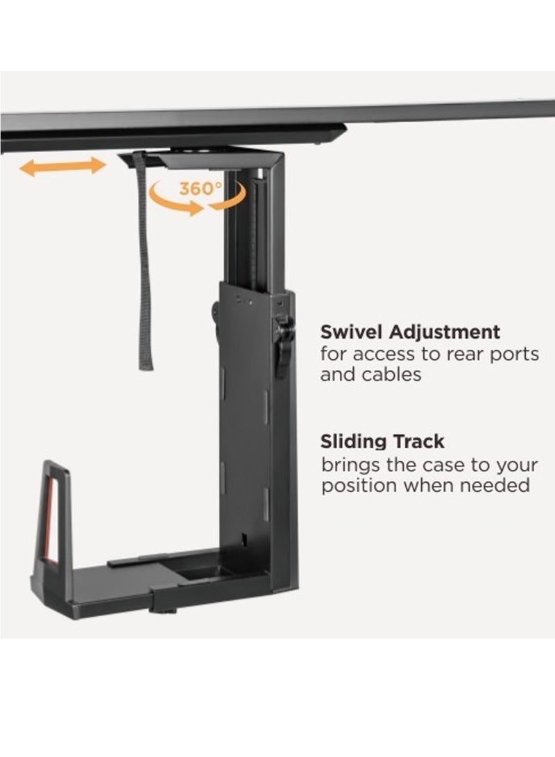 AFTERWORK Glide X Deluxe Gaming Under Desk CPU Holder with RGB Lighting and Sliding Track - Adjustable, Space-Saving, and Customizable (Black) - Image 3
