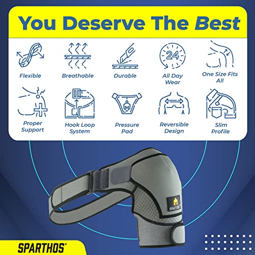 Sparthos Shoulder Brace - Support Sleeve for Torn Rotator Cuff, AC Joint Pain Relief - Arm Immobilizer Strap Wrap - Fits Bicep 14-30 in, Left or Right, Men & Women - Measure Before Purchase - XXL - Image 5