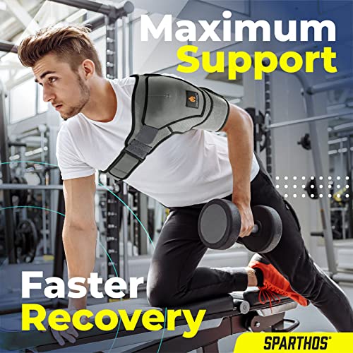 Sparthos Shoulder Brace - Support Sleeve for Torn Rotator Cuff, AC Joint Pain Relief - Arm Immobilizer Strap Wrap - Fits Bicep 14-30 in, Left or Right, Men & Women - Measure Before Purchase - XXL - Image 3