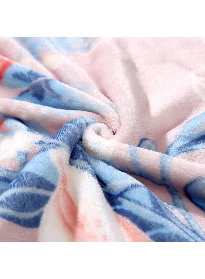 Fuanna Blanket, Flannel Warm Throw, Nap Blanket, Colorful Floral Pattern, 180*200cm, Pink - Image 2