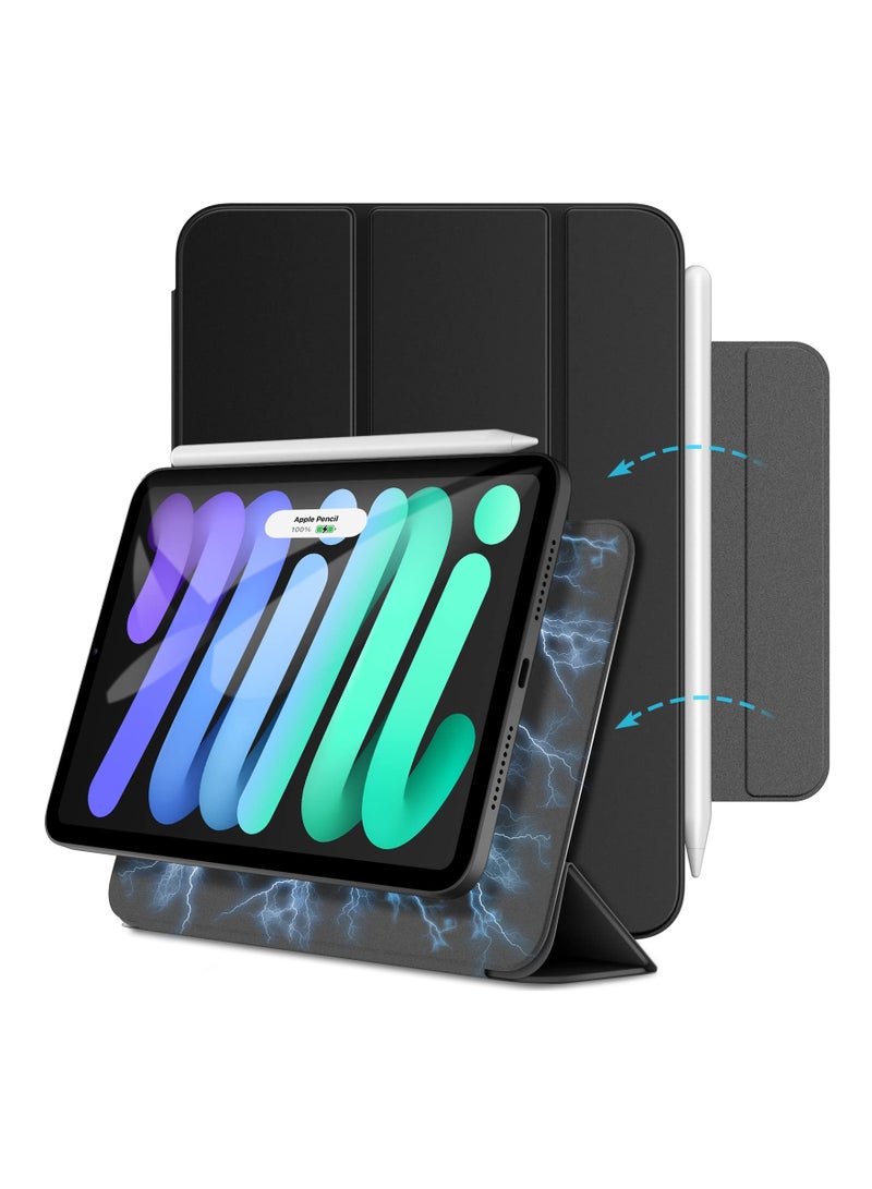 جي تيك حافظة مغناطيسية متوافقة مع iPad mini 6 8.3 بوصة 2021 موديل تدعم الجيل الثاني من قلم الشحن المغناطيسي، غطاء لوحي ذكي نحيف مع خاصية الاستيقاظ والنوم التلقائي باللون الأسود - Image 1