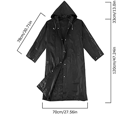 Roctee 2 Pack Black Portable Rain Ponchos, Reusable Rain Jacket for Adults with Hood, Raincoats Outdoor Large, Rain Coat - Image 3
