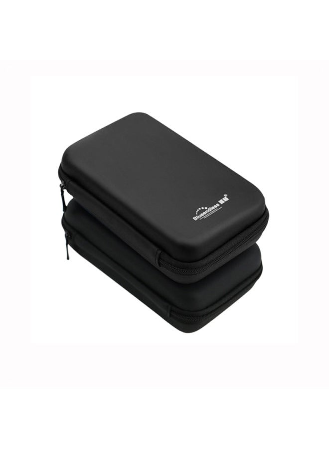 Blue Flourish 2.5 Inch Mobile Hard Drive Storage Bag EVA Leather Canvas Protective Case For Headphones Data Cables And Hard Drives-Color:Black Leather Bag  - Image 1