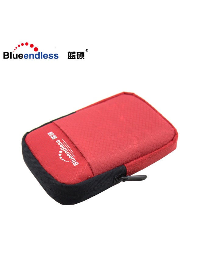 Blue Flourish 2.5 Inch Mobile Hard Drive Storage Bag EVA Leather Canvas Protective Case For Headphones Data Cables And Hard Drives-Color:Black Leather Bag  - Image 5