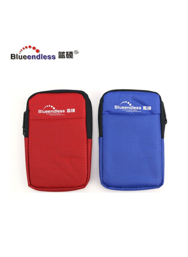 Blue Flourish 2.5 Inch Mobile Hard Drive Storage Bag EVA Leather Canvas Protective Case For Headphones Data Cables And Hard Drives-Color:Black Leather Bag  - Image 3