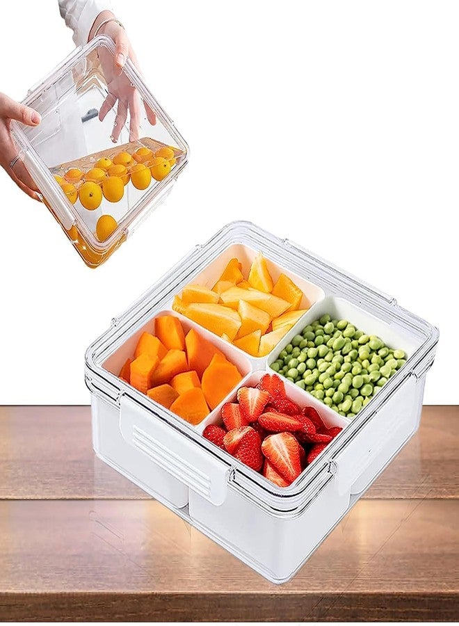 KD ZONE Fridge Storage Boxes Fridge Organizer with Removable Drain Plate and Lid Stackable Fridge Storage Containers Plastic Freezer Storage Containers for Fish, Meat, Vegetables, Fruits - Image 2
