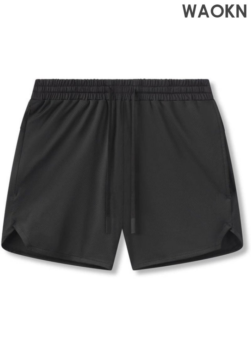 WAOKN Men's running shorts, split style casual jogging shorts, fitness training shorts, casual sports shorts, quick drying mesh breathable shorts, can be used for fitness running training basketball and other scenarios, knee shorts. - Image 1