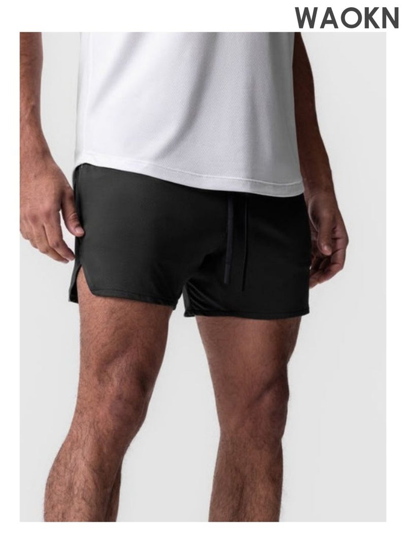 WAOKN Men's running shorts, split style casual jogging shorts, fitness training shorts, casual sports shorts, quick drying mesh breathable shorts, can be used for fitness running training basketball and other scenarios, knee shorts. - Image 3