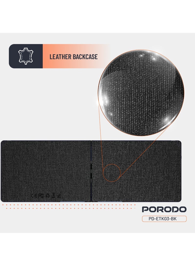 porodo Crystal Shell Wireless Keyboard / Foldable / 65keys and Arabic Language /Windows/iOS/Android/Mac Compatibility / Rechargeable / Lightweight and Compact and Folding Keyboard - Black - Image 4