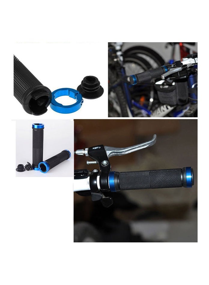 1 Pair Double Lock On Locking Mountain Bike Bicycle Cycling Handle Bar Grips (Blue) - Image 2