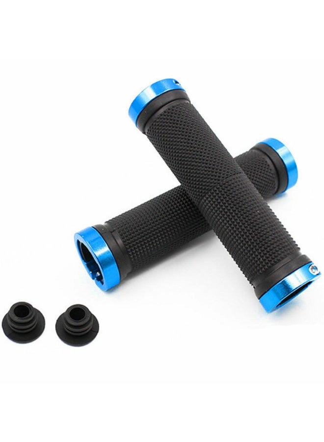 1 Pair Double Lock On Locking Mountain Bike Bicycle Cycling Handle Bar Grips (Blue) - Image 3