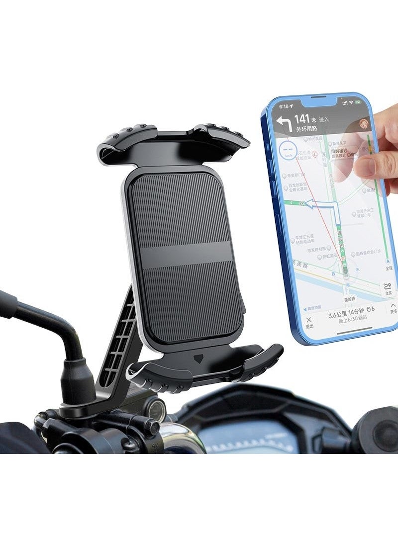 Apera - MT27 Lock System Mirror Mounted Motorcycle Phone Holder Horizontal and Vertical Use - Image 1