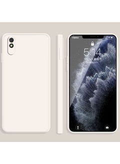 HuHa Case Cover For Xiaomi Redmi 9A Solid Color Imitation Liquid Silicone Straight Edge Dropproof Full Coverage Protective Case White 