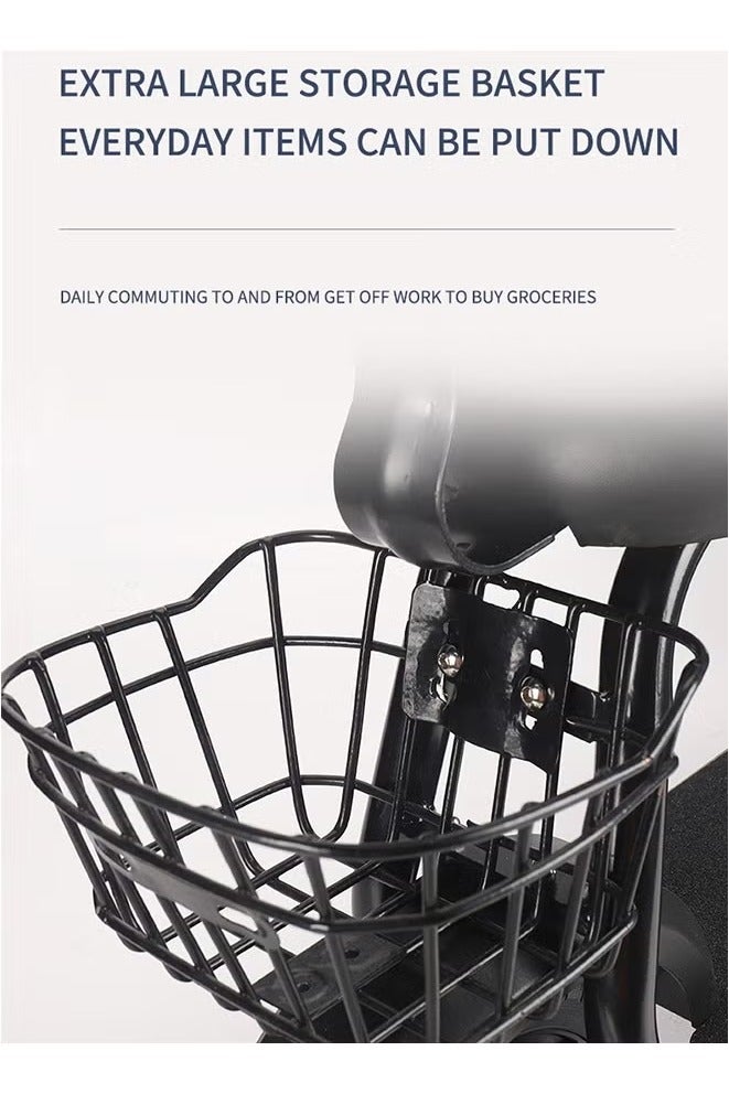 Favarey Electric Kick Scooter with Rear Basket and Front Light Foldable Comfortable Seat, Battery Capacity 36V 5.2Ah Sports Pneumatic Frame Load Basket Up to 80KG Number of Wheels:2 Aluminum Body - Image 2