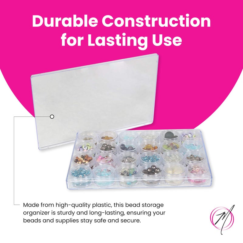 Everything Mary 24-Jar Bead Organizer â€“ Large Clear Plastic Case for Diamond Painting, Jewelry & Craft Beads â€“ Storage Box with Screw-Top Jars for Diamond Art & Small Supplies - Image 5