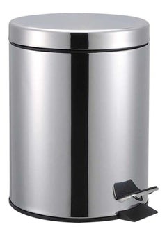 Winsor Winsor Stainless Steel Pedal Dustbin with Removable Inner Bucket - Trash Can Round Shape Dustbin for Bathroom, Home, Kitchen, washrooms, Room and Office 5 ltr  - Image 1