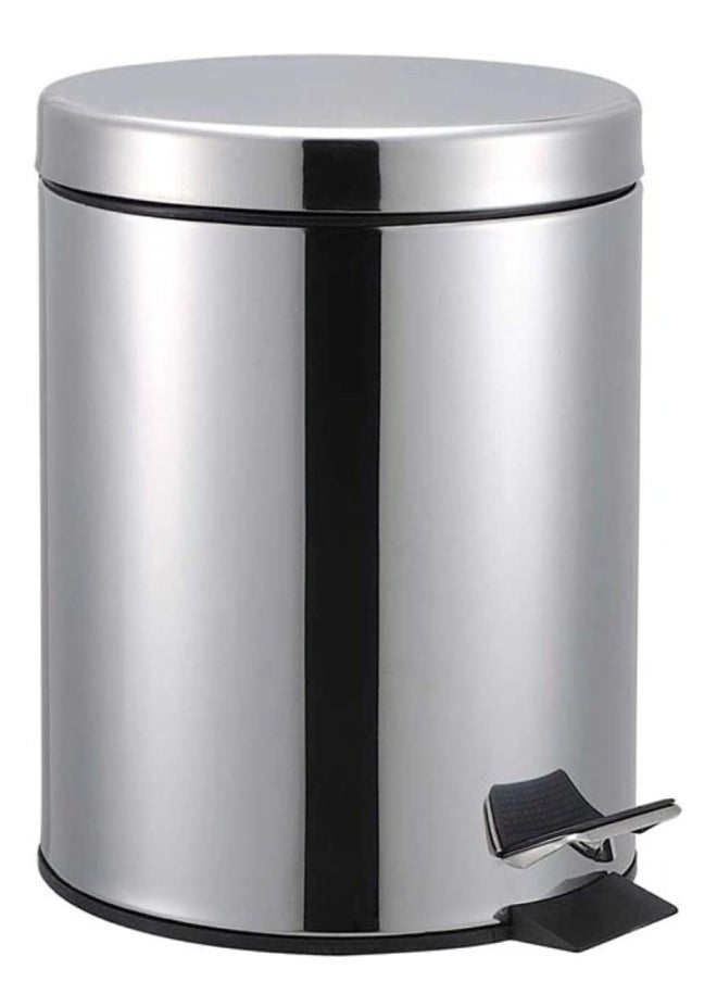 Winsor Winsor Stainless Steel Pedal Dustbin with Removable Inner Bucket - Trash Can Round Shape Dustbin for Bathroom, Home, Kitchen, washrooms, Room and Office 5 ltr  - Image 1