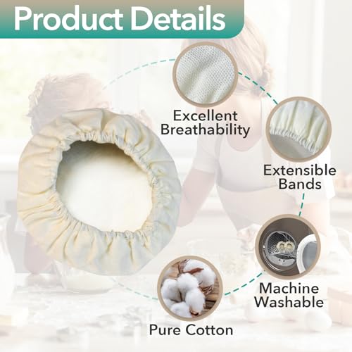 Gfdoso 5 Pcs Sourdough Starter Jar Cover Cloth - Breathable and Reusable Sourdough Jars Covers for 3-4 Inch Jar Mouth (White) - Image 5