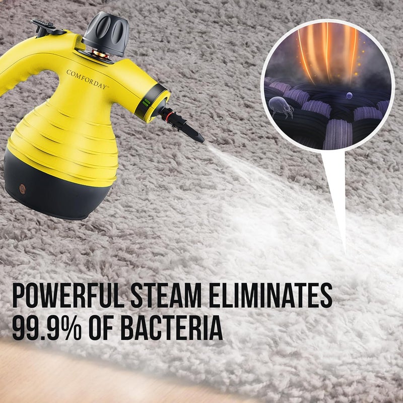 Comforday Multi-Purpose Handheld Pressurized Steam Cleaner with 9-Piece Accessories, Perfect for Stain Removal, Curtains, Car Seats, Floor, Carpet, Window Cleaning - Image 2