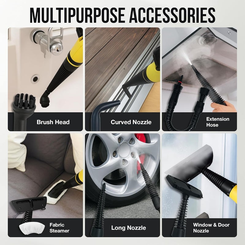Comforday Multi-Purpose Handheld Pressurized Steam Cleaner with 9-Piece Accessories, Perfect for Stain Removal, Curtains, Car Seats, Floor, Carpet, Window Cleaning - Image 5