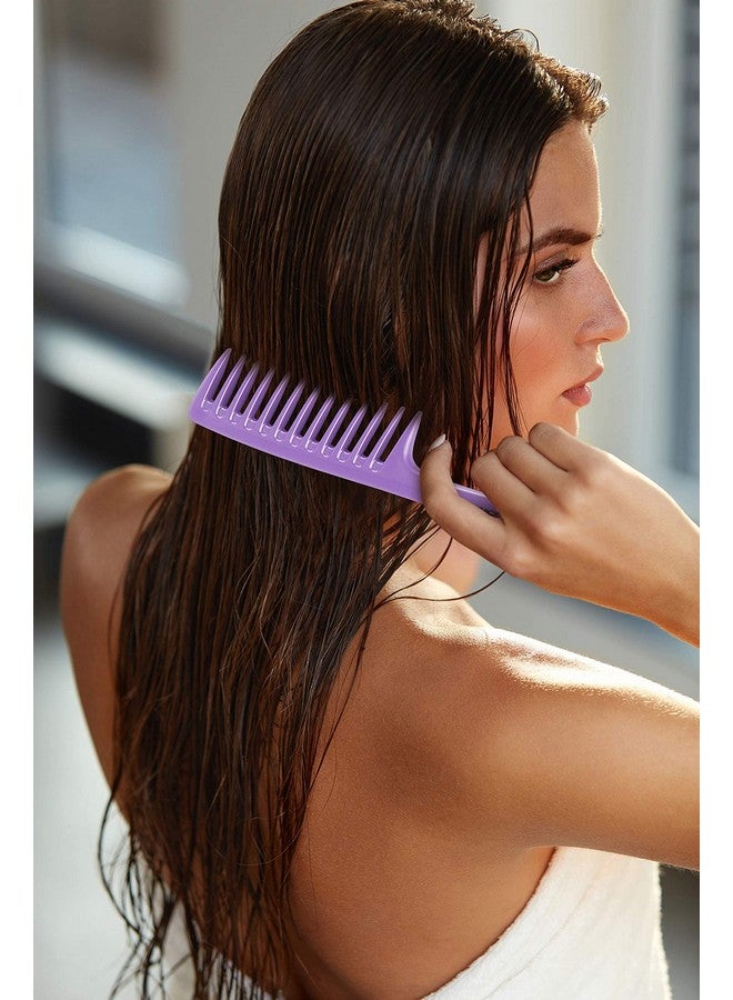 xnicx 3Pcs Wide Tooth Comb Setdetangling Hair Comb For Curlywetthick Hairhair Brush Shower Comb Detangler Hair Wide Comb With Care Handgrip Comb Styling Comb For Womenmen Macaron Purple - Image 4