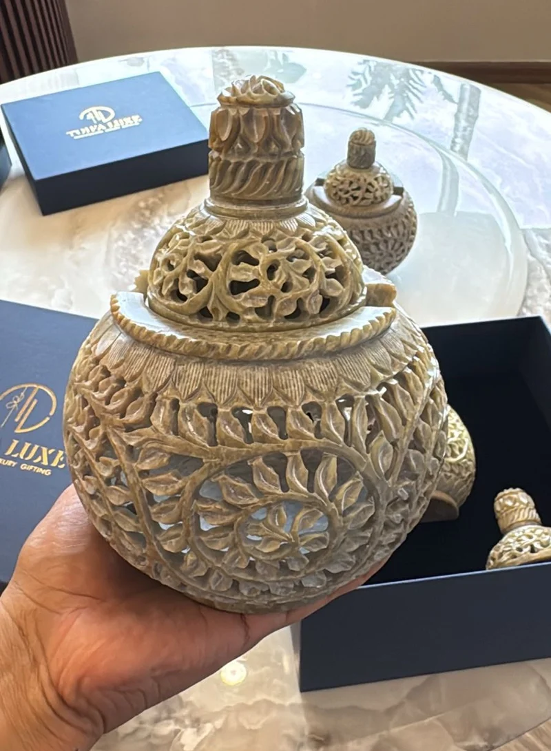 Tohfa Luxe Tohfa Luxe The Majestic Hand-Carved Marble Bukhoor & Diffuser Oil Burner
