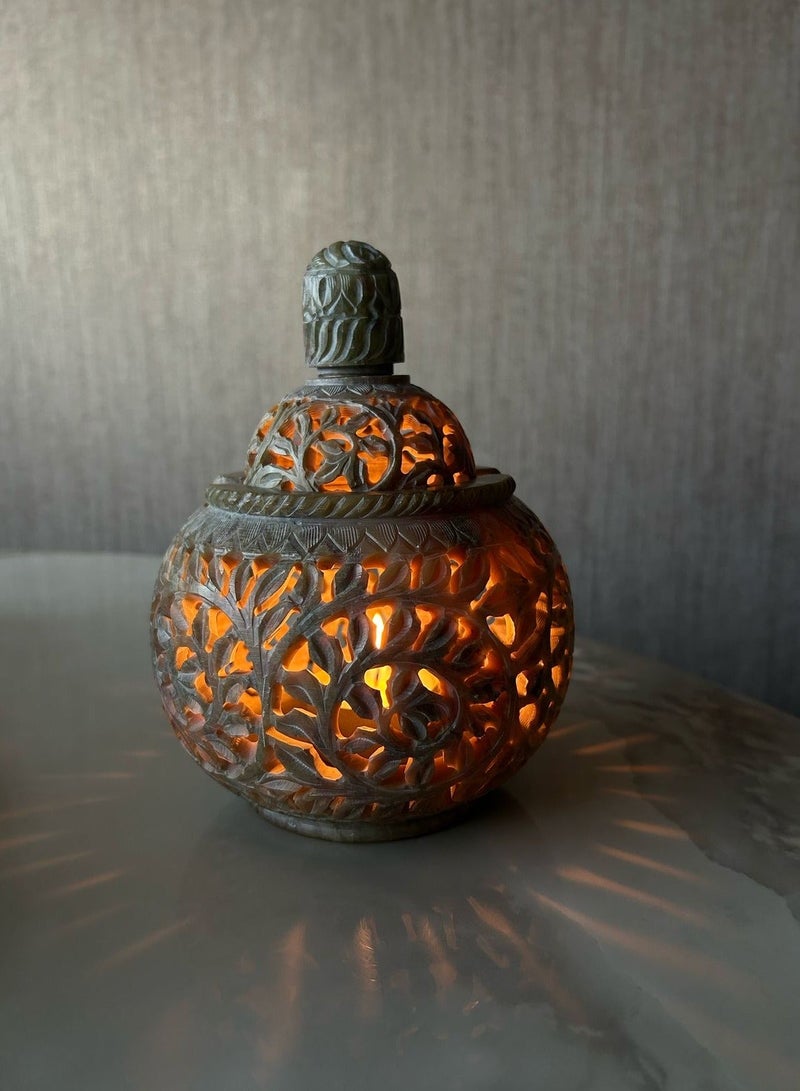 Tohfa Luxe Majestic Hand-Carved Marble Bukhoor & Diffuser Oil Burner – 15 cm x 19 cm, Pure Marble with Brass Accessories, Luxury Gift Box, UAE-Inspired Artisan Home Décor - Image 3