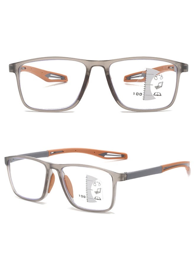 Sports Reading Glasses, HD Anti-blue Light Progressive Multi-focus Reading Glasses for Both Distance and Near Use for Women and Men - 200 Degrees - Image 1