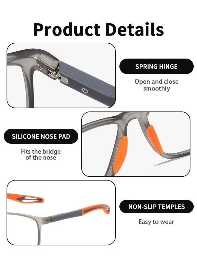 Sports Reading Glasses, HD Anti-blue Light Progressive Multi-focus Reading Glasses for Both Distance and Near Use for Women and Men - 200 Degrees - Image 2