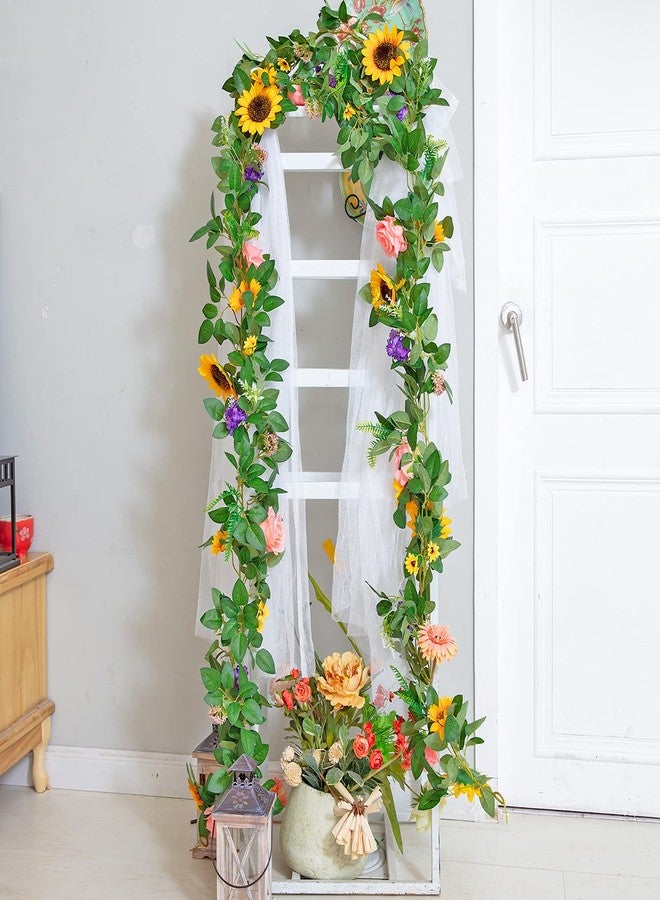 Naidiler Artificial Flower Garland, Sunflower & Rose Vines, Boho Wedding & Birthday Decor, 6ft Straight, Pink & Yellow, Fabric & Plastic - Image 4