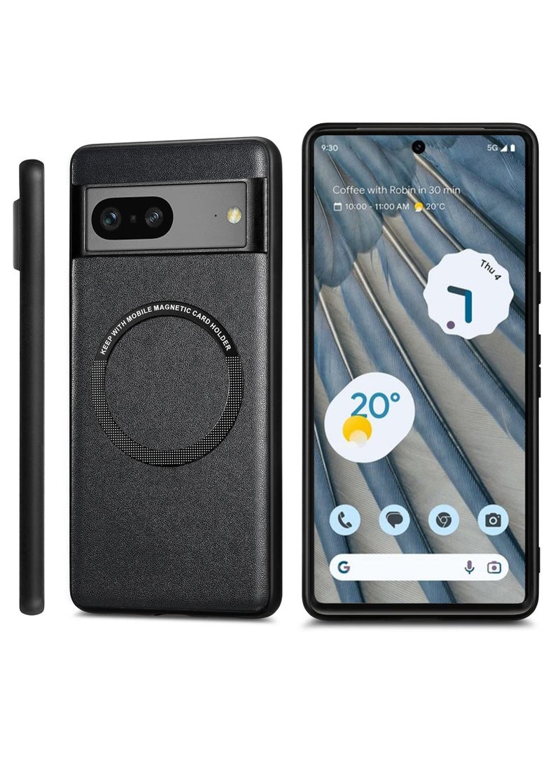 Generic Compatible Google Pixel 7A Magnetic Case - Slim Shockproof Soft PU Leather & Hard PC Full Protective Cover for Google 7A 6.1”, Works with MagSafe Charging & Accessories, Black 2023.  - Image 1