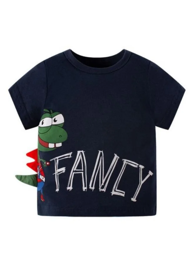 YUNIQEE Black Printed Short Sleeve Crew Neck T-Shirt